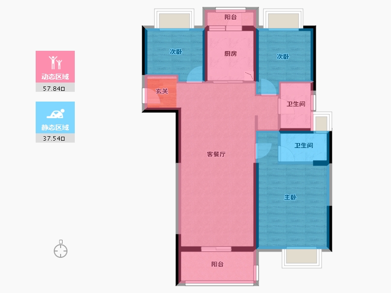 湖北省-武汉市-碧桂园云境-84.76-户型库-动静分区