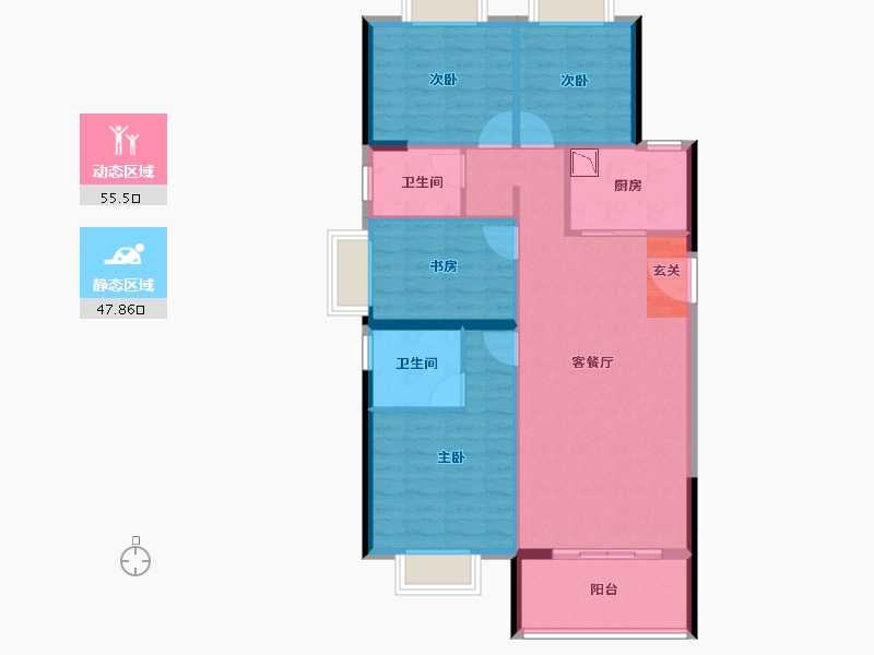 湖北省-武汉市-江樾云著-93.60-户型库-动静分区