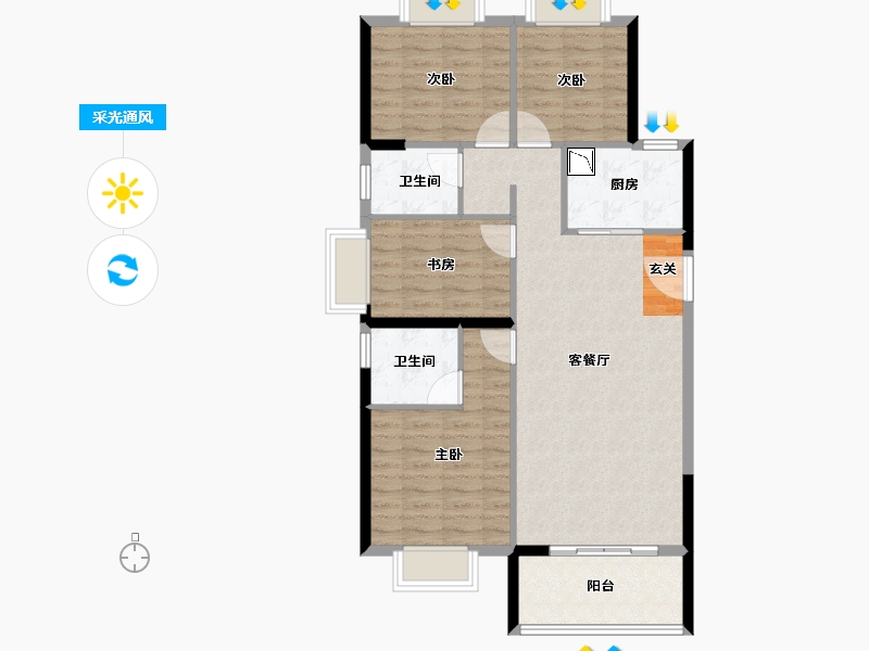 湖北省-武汉市-江樾云著-93.60-户型库-采光通风