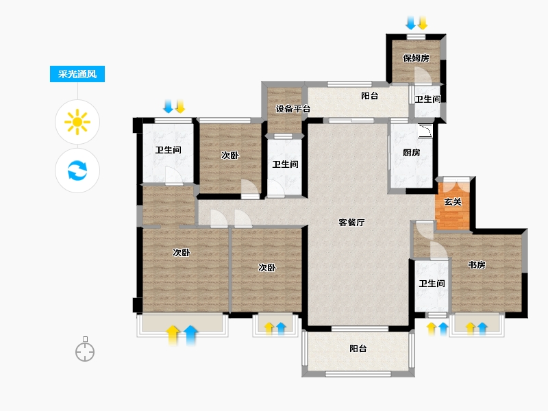 湖南省-长沙市-明升壹城-142.90-户型库-采光通风