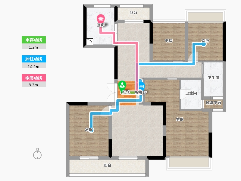 湖北省-武汉市-绿城・凤起乐鸣-108.98-户型库-动静线