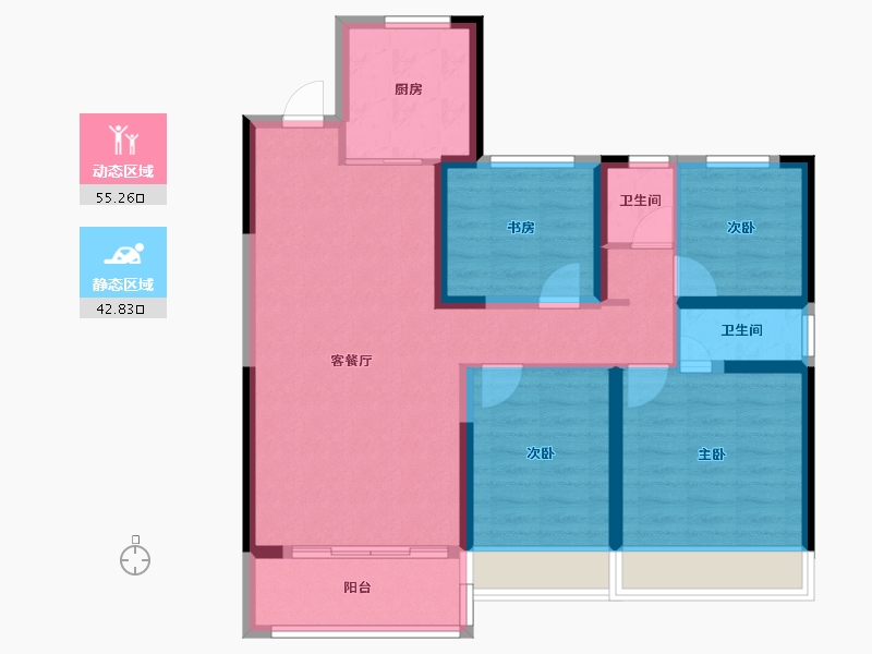 河南省-郑州市-碧桂园双湖城-87.14-户型库-动静分区