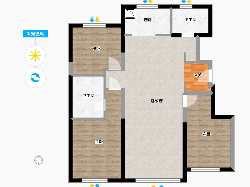 吉林省-长春市-金地名著-85.02-户型库-采光通风