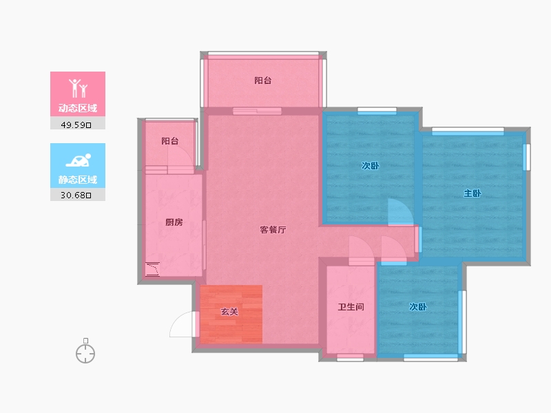 四川省-南充市-鸿通・翡翠城・紫曦府-71.02-户型库-动静分区