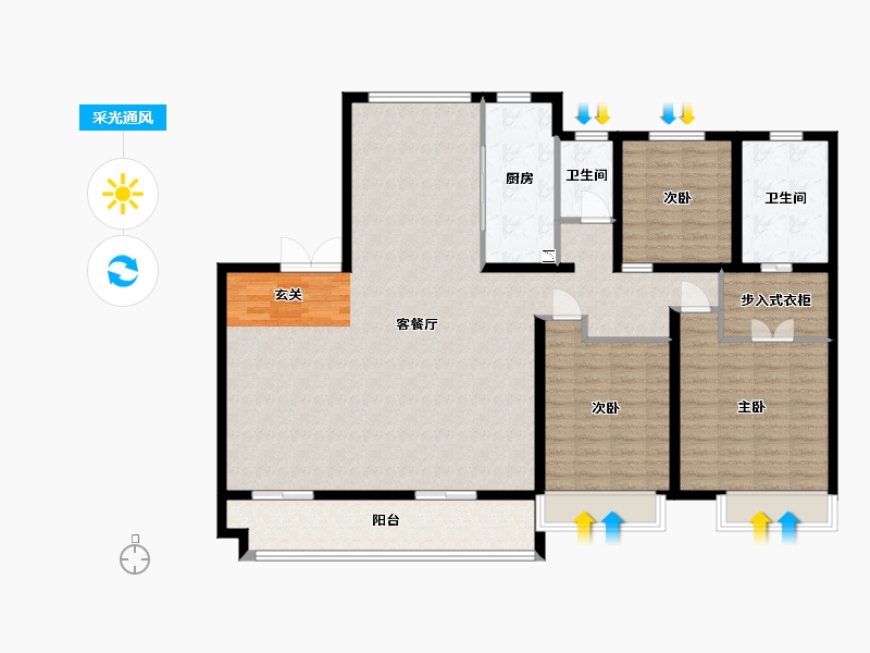 山东省-临沂市-儒辰�Z宸府-145.68-户型库-采光通风