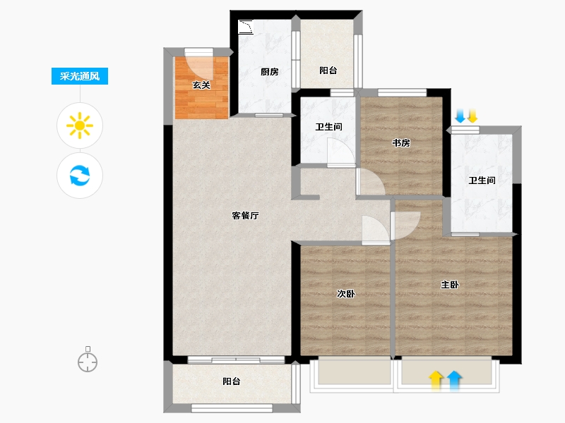 云南省-昆明市-上悦天地-83.79-户型库-采光通风