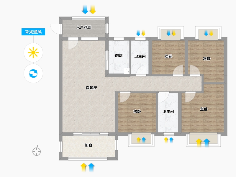 青海省-海南藏族自治州-海湾花园-93.94-户型库-采光通风