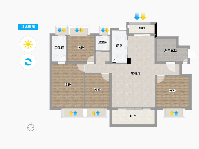 湖南省-长沙市-碧桂园荟隽棠-114.00-户型库-采光通风