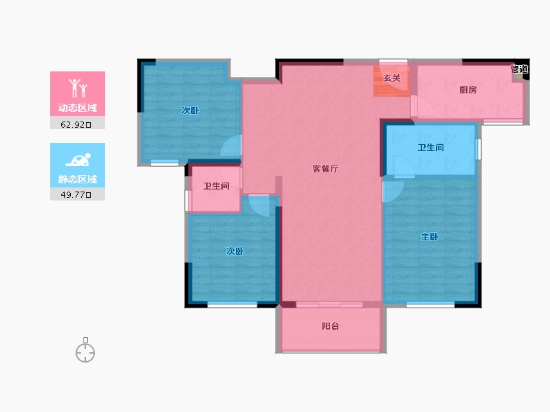 江苏省-南京市-仁恒江湾世纪-102.42-户型库-动静分区