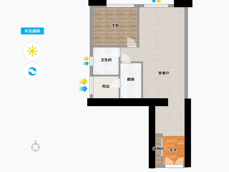 重庆-重庆市-重庆来福士住宅-68.58-户型库-采光通风