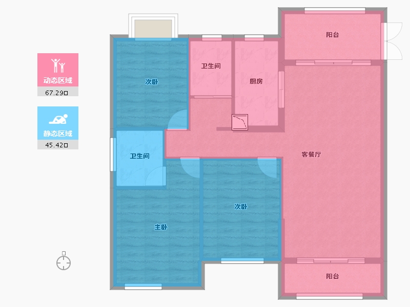 湖北省-襄阳市-和信北郡-102.69-户型库-动静分区