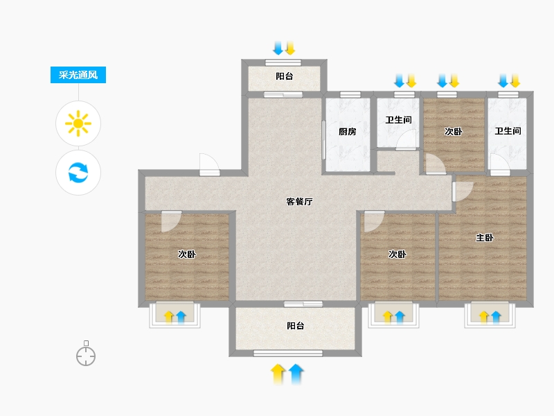 河北省-保定市-清苑新城-119.00-户型库-采光通风