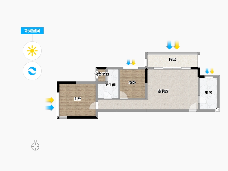 湖南省-长沙市-恩瑞御西湖-67.55-户型库-采光通风