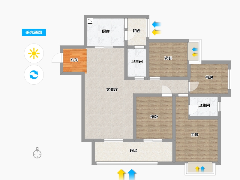 重庆-重庆市-首地江山赋浅山台-100.22-户型库-采光通风