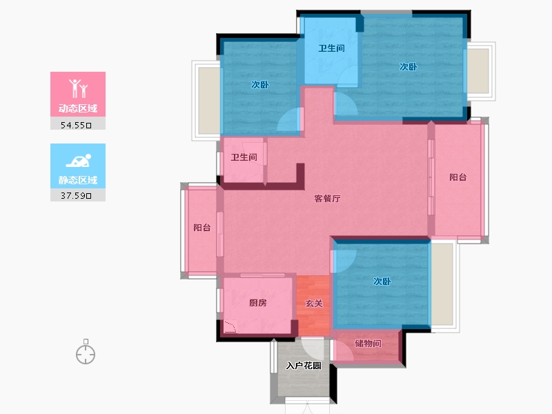 湖南省-株洲市-城发翰林府-84.64-户型库-动静分区