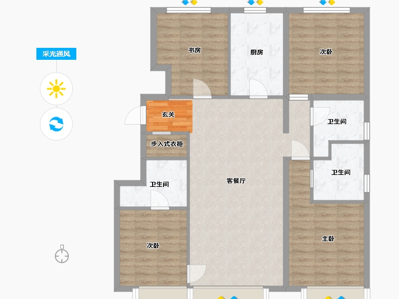 北京-北京市-远洋・五里春秋-104.15-户型库-采光通风