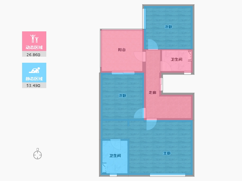 重庆-重庆市-龙湖・�L滩原麓-71.71-户型库-动静分区