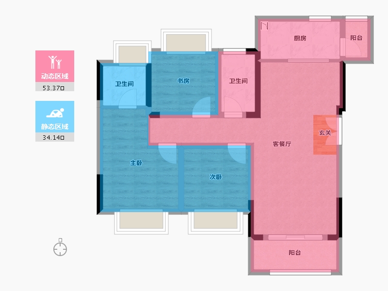 重庆-重庆市-御临府-76.96-户型库-动静分区