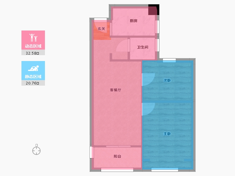 浙江省-杭州市-都市阳光华苑-47.60-户型库-动静分区