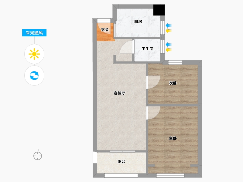 浙江省-杭州市-都市阳光华苑-47.60-户型库-采光通风