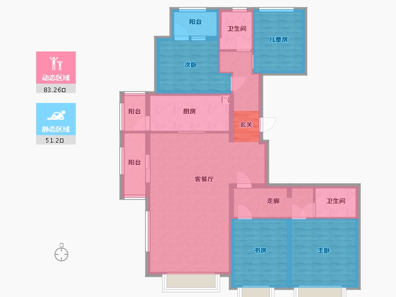 北京-北京市-万科・翡翠华章-119.81-户型库-动静分区