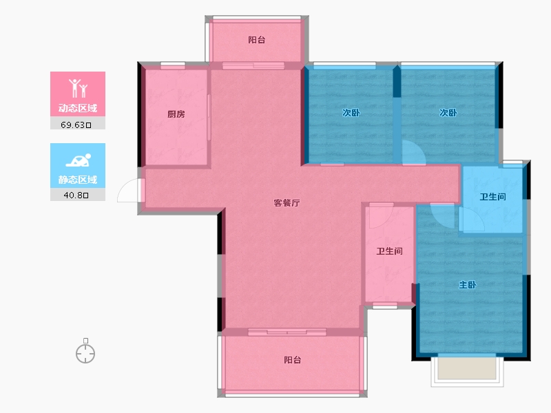 湖南省-邵阳市-世纪豪庭-99.85-户型库-动静分区