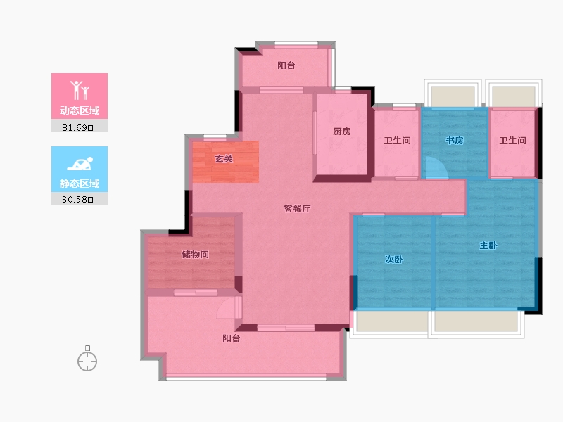 北京-北京市-融创云水观�Z花园-100.69-户型库-动静分区