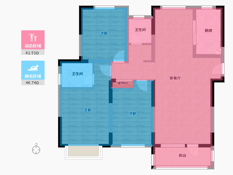 山东省-东营市-秋月华庭-96.04-户型库-动静分区