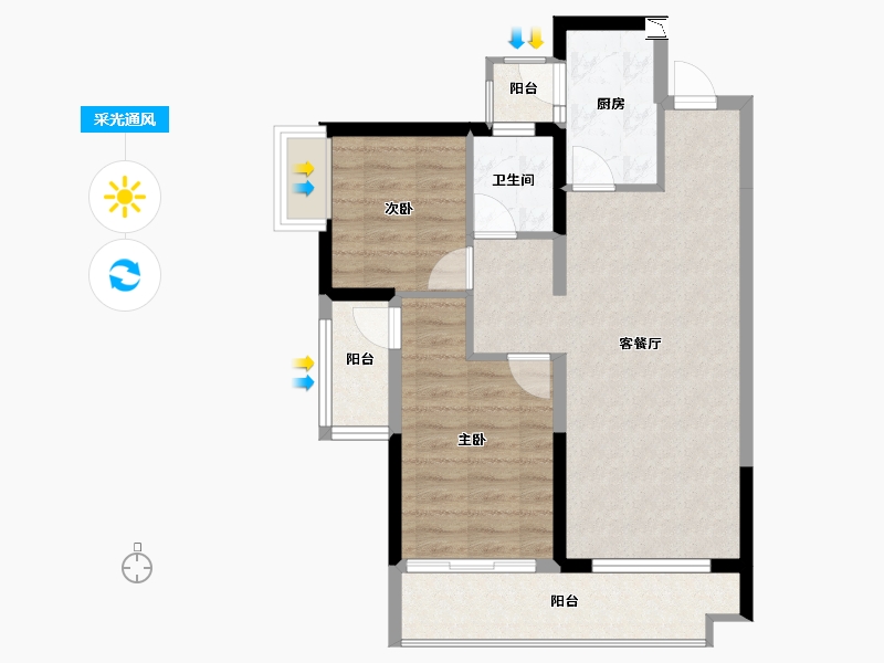 四川省-绵阳市-绵阳CBD万达广场-69.02-户型库-采光通风