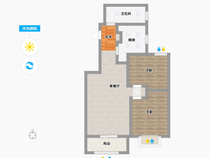 天津-天津市-香江健康小镇-68.96-户型库-采光通风