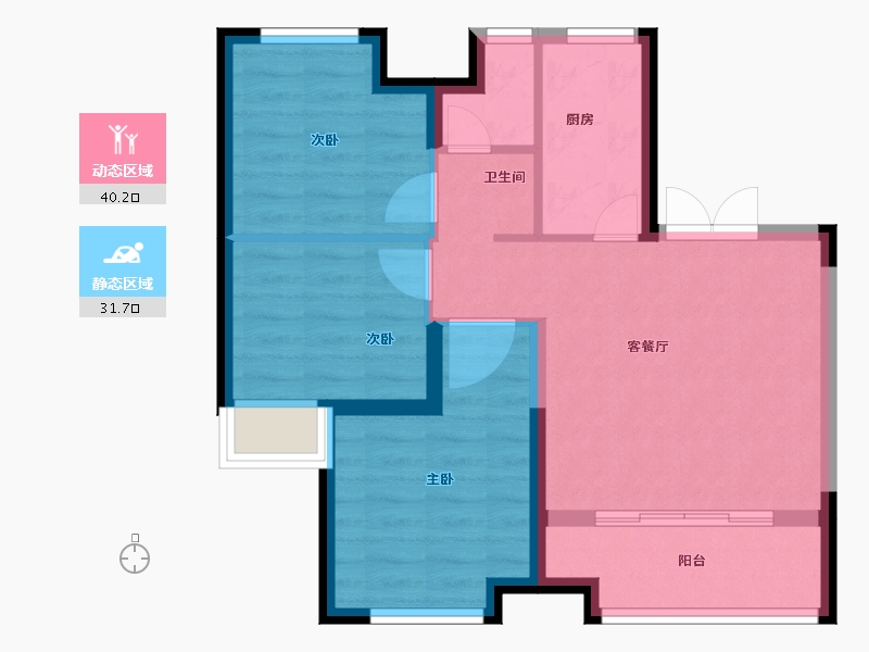 陕西省-西安市-东望冠誉-64.01-户型库-动静分区