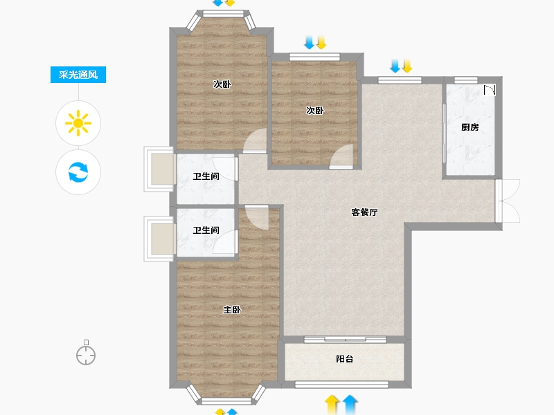 江西省-九江市-中辉・世纪城-95.69-户型库-采光通风