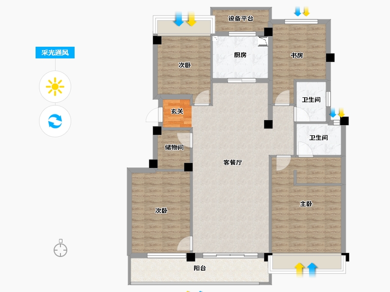 浙江省-杭州市-地铁万科未来天空之城-124.84-户型库-采光通风