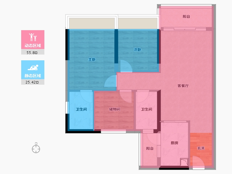 广东省-佛山市-三水碧桂园双子星城-72.04-户型库-动静分区