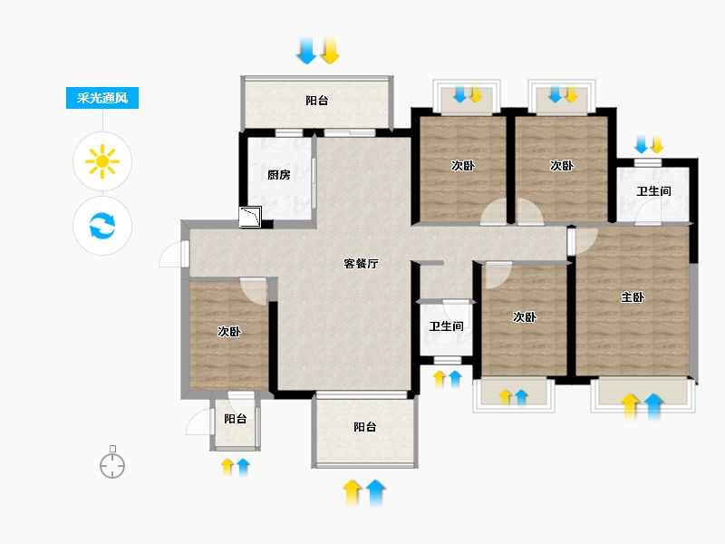 广西壮族自治区-南宁市-华润万象华府-110.36-户型库-采光通风