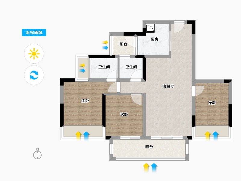 重庆-重庆市-金科黛山悦府-74.55-户型库-采光通风