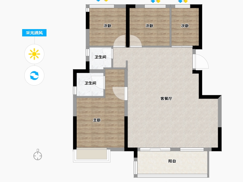 江西省-赣州市-　龙湖佳兴紫云台-100.80-户型库-采光通风