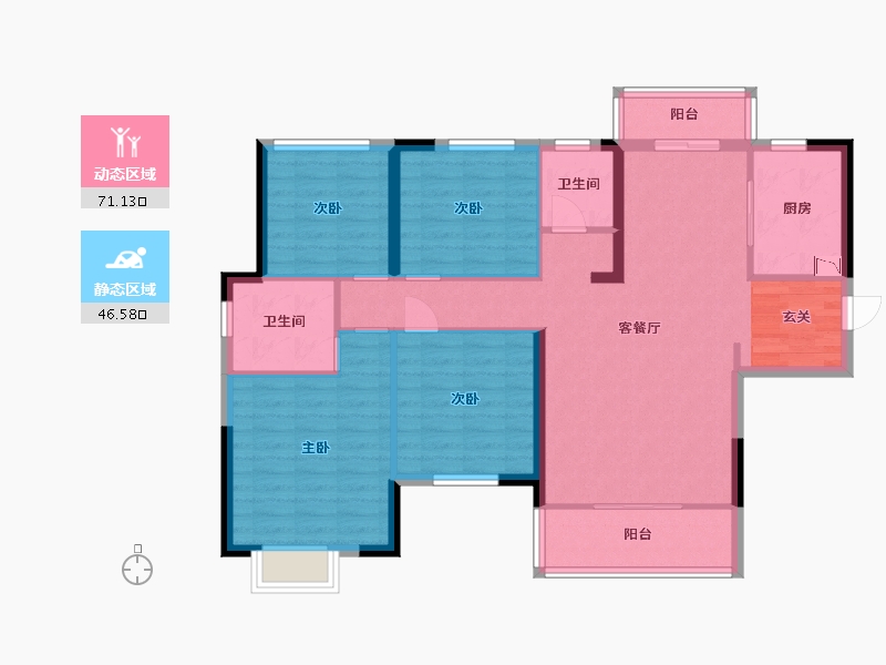 湖南省-长沙市-中建悦和城-105.79-户型库-动静分区