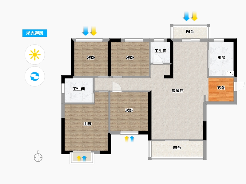 湖南省-长沙市-中建悦和城-105.79-户型库-采光通风