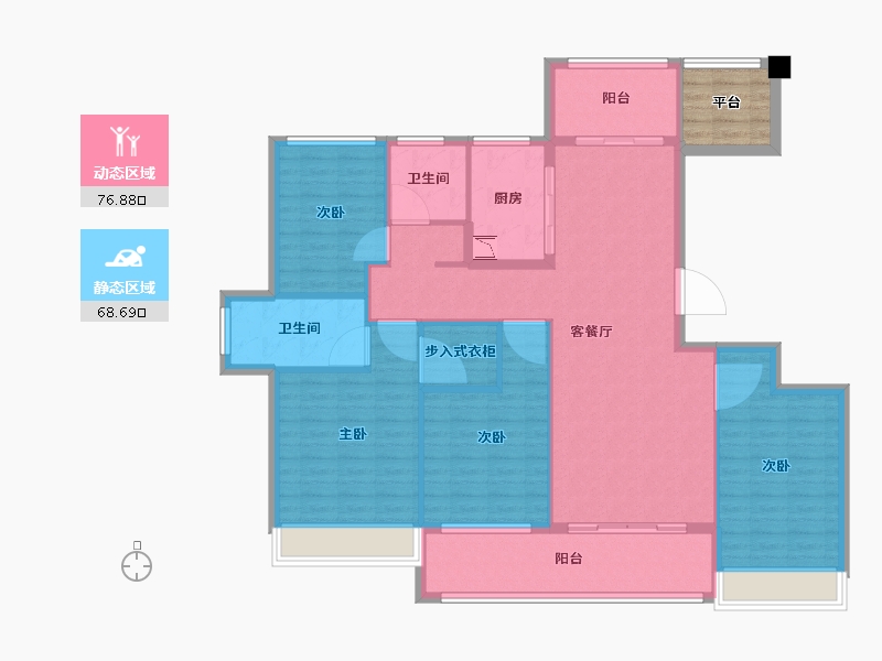 浙江省-舟山市-杨柳郡-137.00-户型库-动静分区