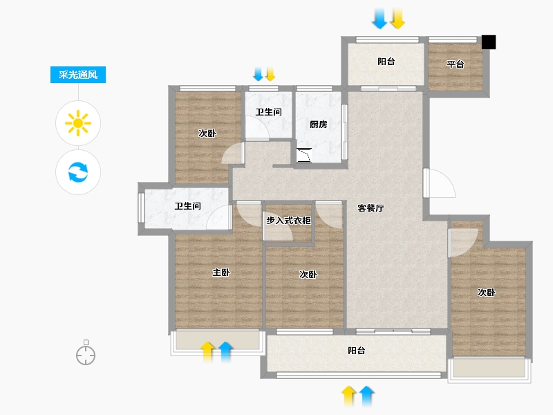 浙江省-舟山市-杨柳郡-137.00-户型库-采光通风