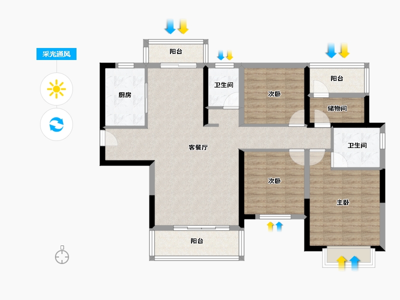 湖南省-长沙市-中建悦和城-104.21-户型库-采光通风