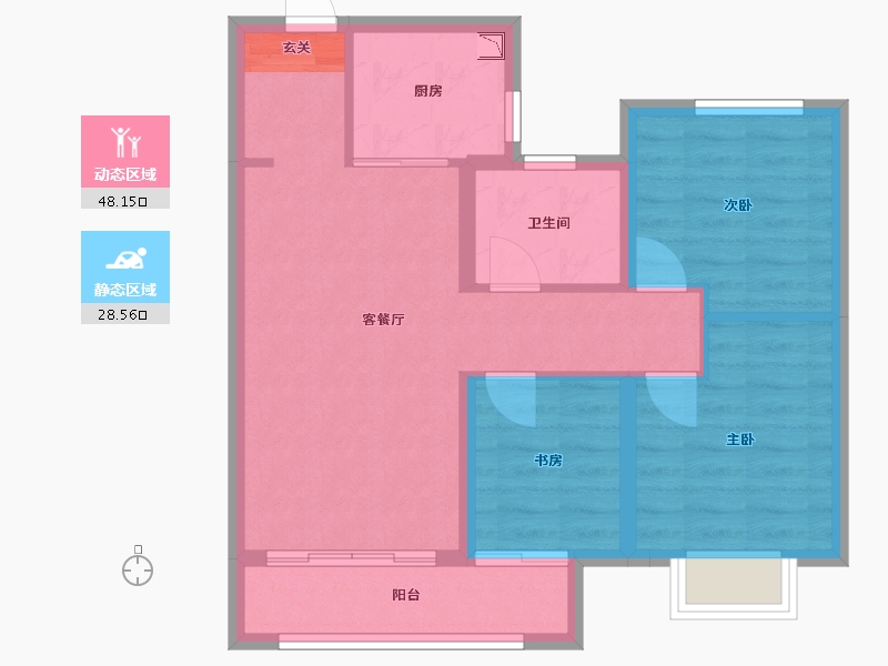 北京-北京市-旭阳・北国森林-68.26-户型库-动静分区