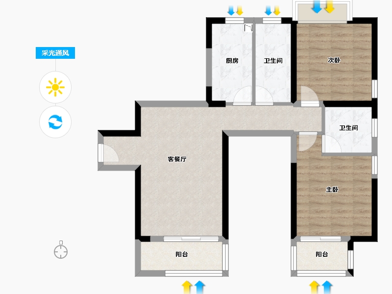 青海省-海南藏族自治州-观澜湖上东区Ⅱ区-74.37-户型库-采光通风