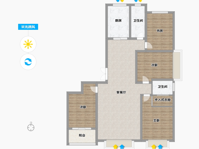 山东省-潍坊市-龙都现代城-128.00-户型库-采光通风