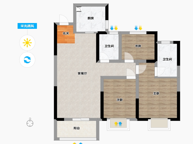 河南省-洛阳市-华耀城佳兆业水岸新都-79.00-户型库-采光通风