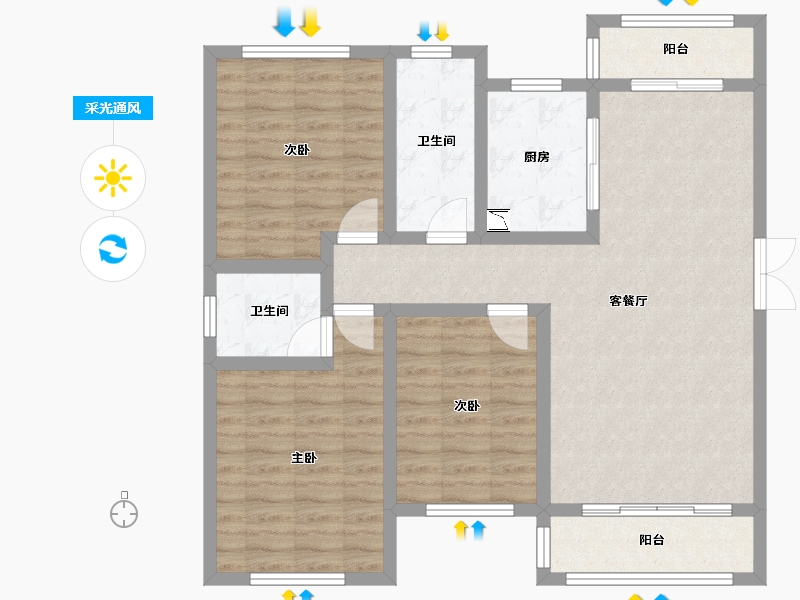 河南省-洛阳市-宜阳建业森林半岛-94.55-户型库-采光通风