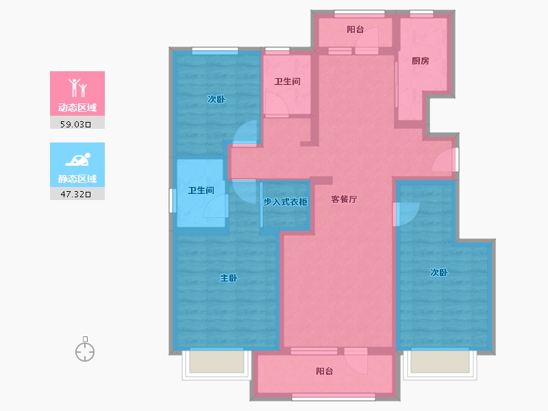 河北省-张家口市-观湖雅居-93.17-户型库-动静分区