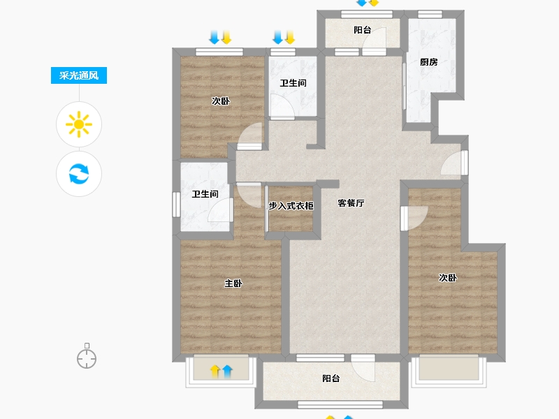 河北省-张家口市-观湖雅居-93.17-户型库-采光通风