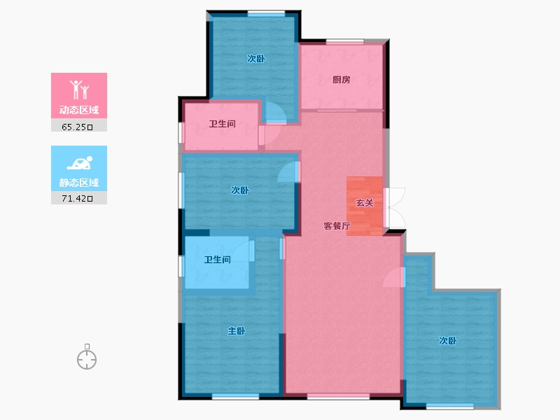 辽宁省-大连市-天下粮仓B区-122.59-户型库-动静分区